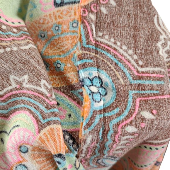 Vintage 70s Volup Dayglow Caftan Kaftan Size 1X/2X  Floral Acrylic Barkcloth - Picture 11 of 11